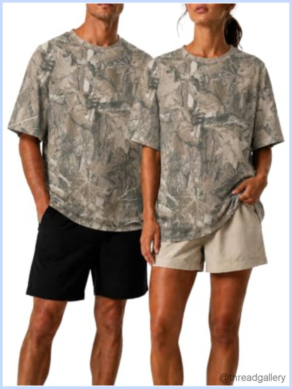 Oversized Camo Tee Maple Leaf Print Short Sleeve Crew Neck Unisex